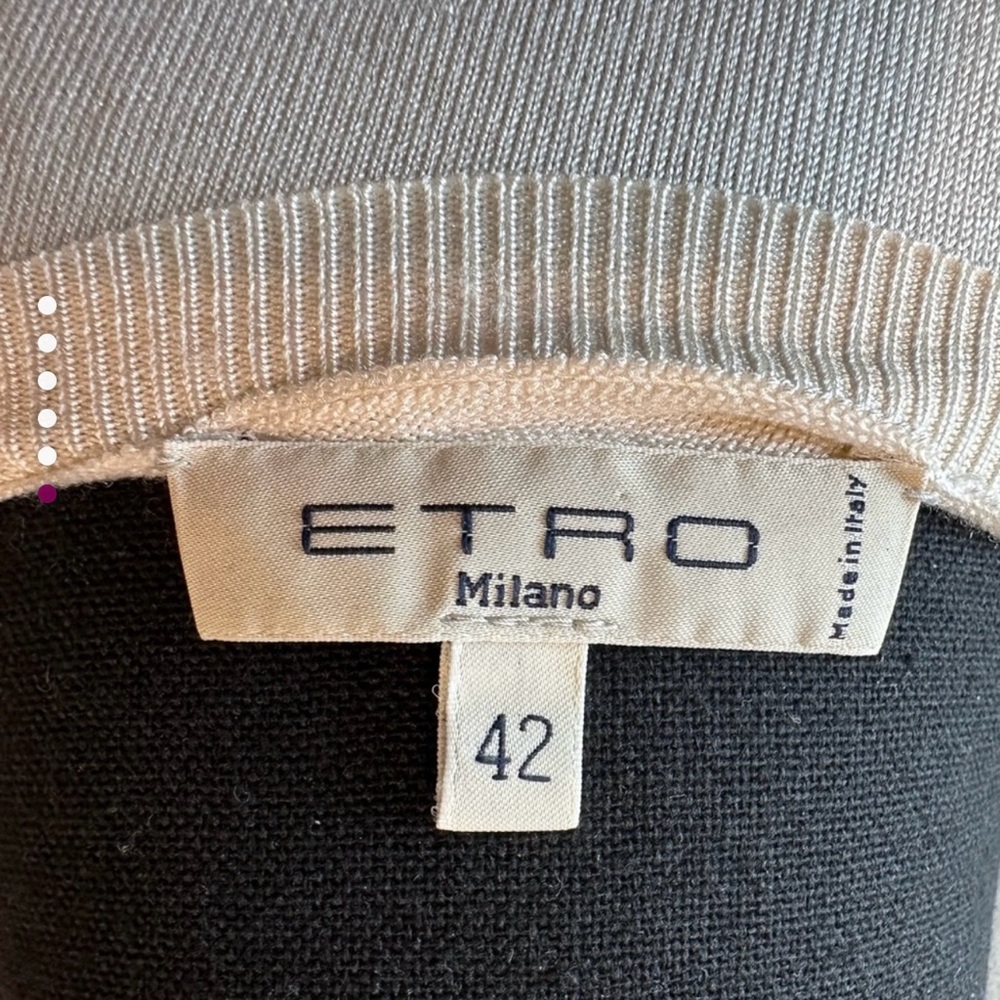 Etro Milano V-Neck Sweater Red, Black and cream Artistic Design. Size 42 - Picture 6 of 11